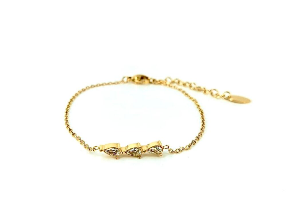 Pippa 02 0026, Schakelarmband, Drie zirkonia stenen druppel