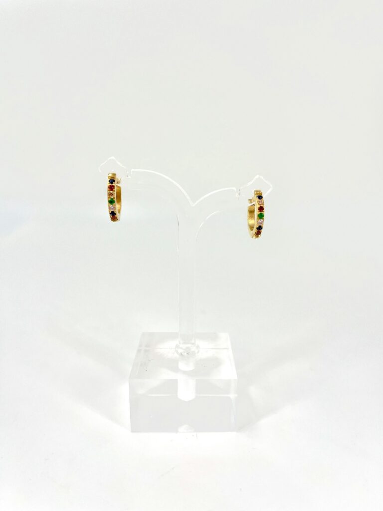 1868 Zirkonia Multicolor Creool 2x9 mm, Goud