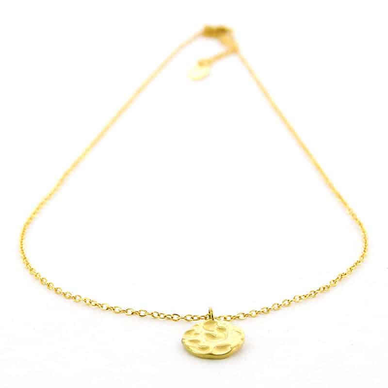 SD-47 Ketting Collier Goud Gehamerd Rond Cirkel 40cm Kalli Jewelry