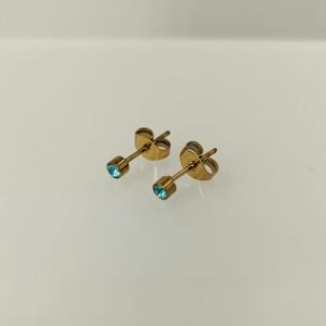 Joyce 040027, oorsteker, Zirkonia Licht Blauw Goud
